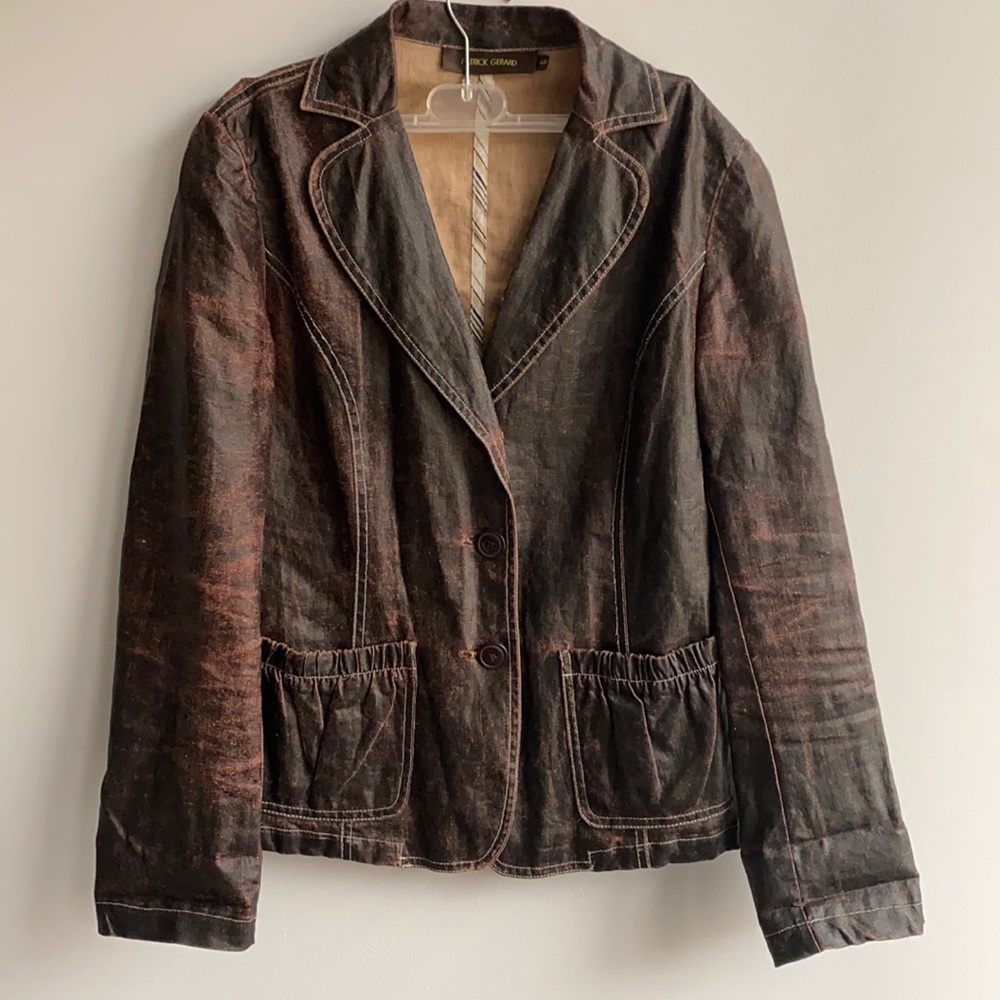 EUC Patrick Gerard  🇫🇷 coated linen blazer jacket